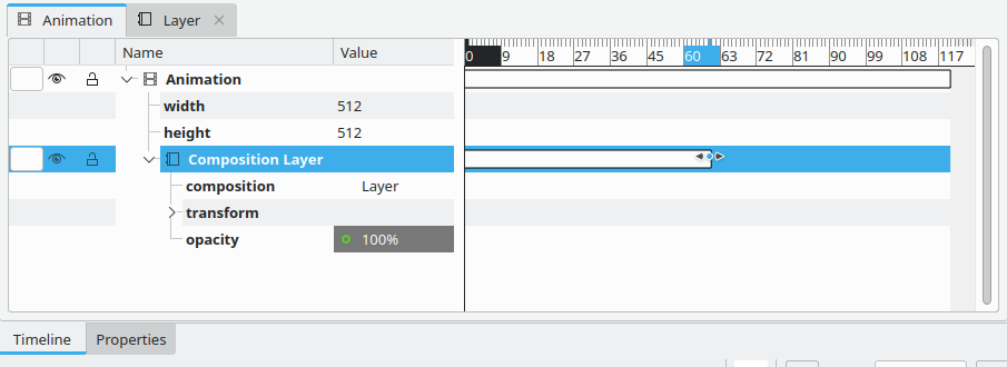 Timeline showing the stretched layer time